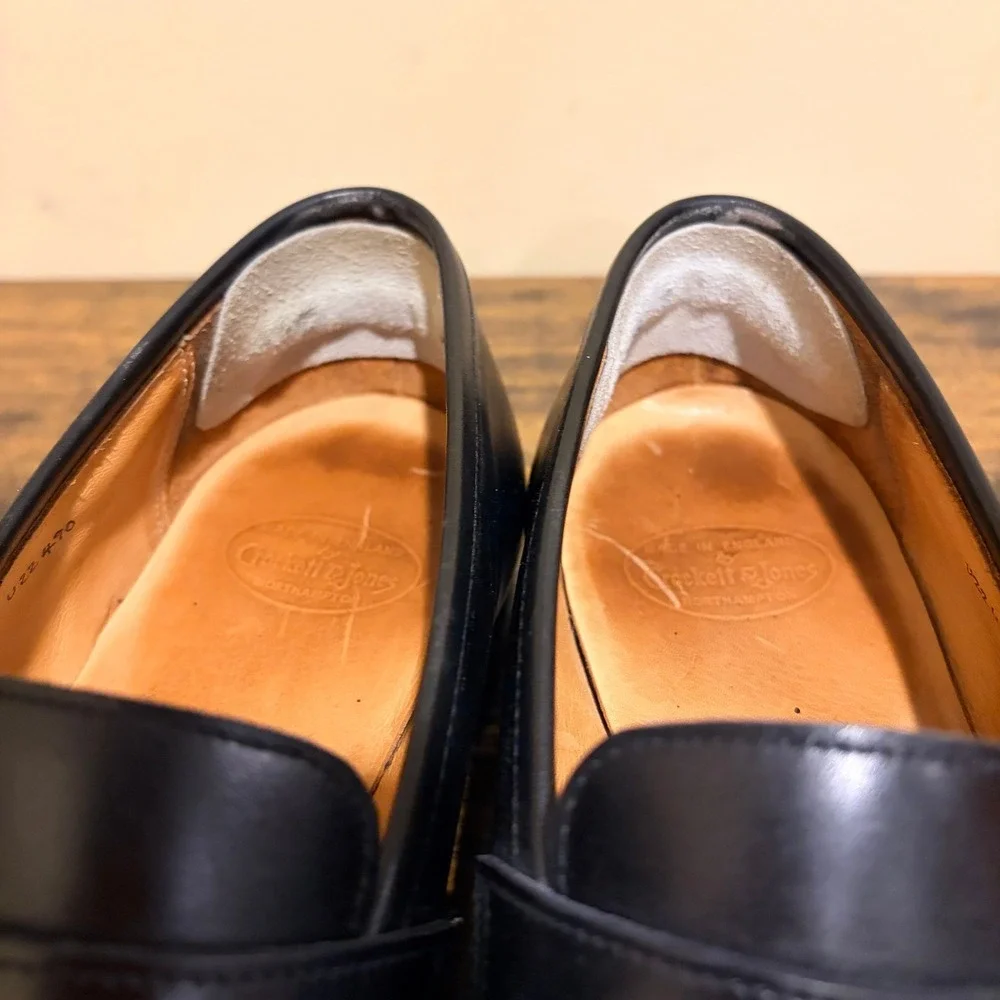 Crockett & Jones Rosebery Black Leather Penny Loafers Mens 8.5 E Made in England